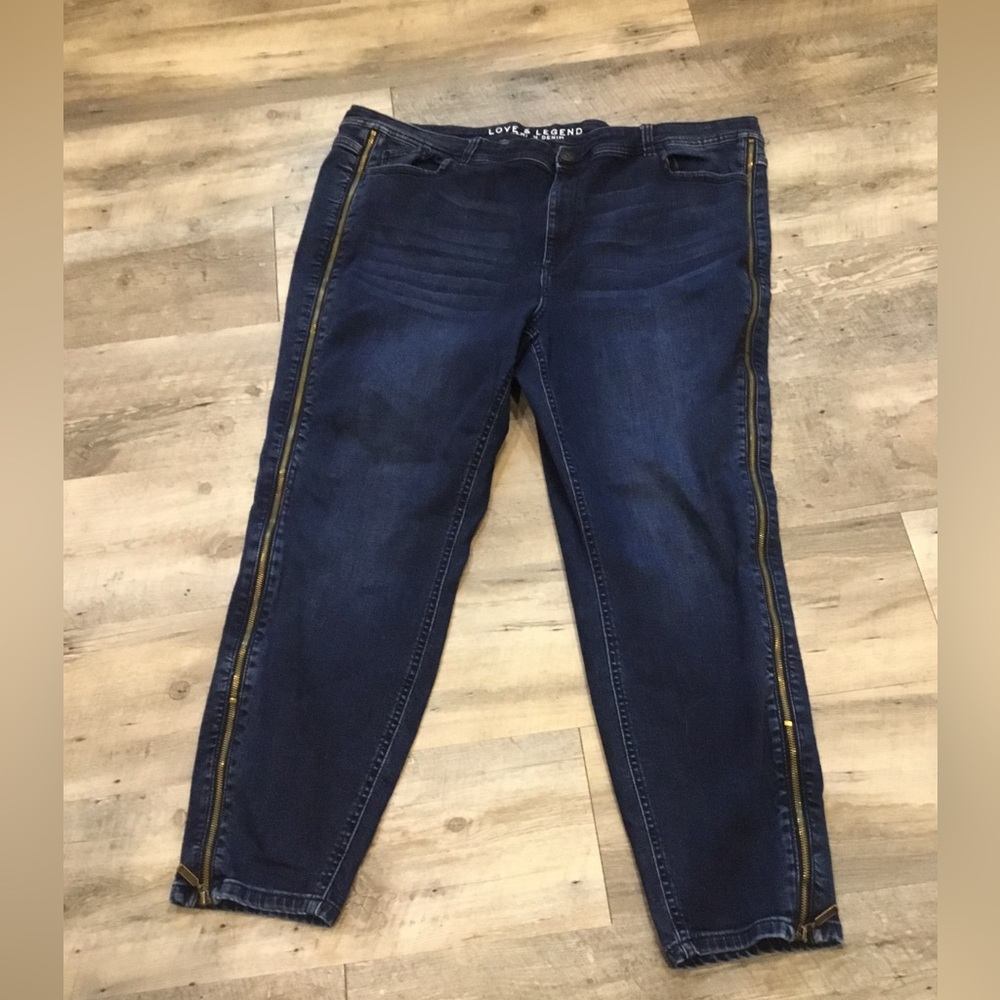 Love & Legend Dark Blue Skinny Jeggings with Gold Side Stripe